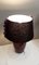 Lampada da tavolo vintage con base in ceramica marrone e paralume in tessuto marrone e nero con fiori colorati, anni '80, Immagine 8