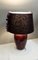 Lampada da tavolo vintage con base in ceramica marrone e paralume in tessuto marrone e nero con fiori colorati, anni '80, Immagine 7