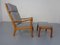 Mid-Century Danish Teak Senator Lounge Chair & Ottoman by Ole Wanscher for Poul Jeppesen, 1960s, Set of 2 2