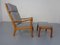 Mid-Century Danish Teak Senator Lounge Chair & Ottoman by Ole Wanscher for Poul Jeppesen, 1960s, Set of 2, Image 2