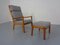 Mid-Century Danish Teak Senator Lounge Chair & Ottoman by Ole Wanscher for Poul Jeppesen, 1960s, Set of 2 1