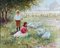 Magda Kremer, Children with Geese in the Light of a Summer Evening, 1960s, Oil on Canvas, Framed, Image 2