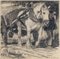 Julius Paul Junghanns, Draft Horse with Cart, 1920s, Charcoal, Framed, Image 3