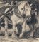 Julius Paul Junghanns, Draft Horse with Cart, 1920s, Charcoal, Framed 4