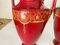 Vase Urnes en Cobalt Rouge avec Poignées en Céramique et Décorations Dorées, Set de 2 8