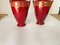 Vase Urnes en Cobalt Rouge avec Poignées en Céramique et Décorations Dorées, Set de 2 12