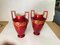 Vase Urnes en Cobalt Rouge avec Poignées en Céramique et Décorations Dorées, Set de 2 11