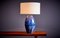 Lámpara de mesa enorme de cerámica azul, Francia, años 60, Imagen 4