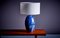 Lampada da tavolo in ceramica blu, Francia, anni '60, Immagine 1