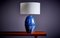 Huge Table Lamp in Blue Ceramic, France, 1960s 3