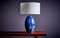 Lampada da tavolo in ceramica blu, Francia, anni '60, Immagine 3