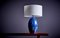 Lámpara de mesa enorme de cerámica azul, Francia, años 60, Imagen 6