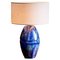 Lámpara de mesa enorme de cerámica azul, Francia, años 60, Imagen 2
