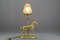 Lámpara de mesa francesa de bronce con escultura de caballo, años 50, Imagen 11