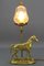 Lámpara de mesa francesa de bronce con escultura de caballo, años 50, Imagen 2