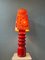 Large Mid-Century Space Age Red Flower Ceramic Table Lamp, 1970s 4