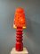 Large Mid-Century Space Age Red Flower Ceramic Table Lamp, 1970s, Image 4
