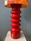 Große Mid-Century Space Age Keramik Tischlampe in Rot mit Blumen, 1970er 7