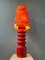 Large Mid-Century Space Age Red Flower Ceramic Table Lamp, 1970s 2