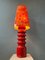 Large Mid-Century Space Age Red Flower Ceramic Table Lamp, 1970s, Image 2