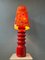 Large Mid-Century Space Age Red Flower Ceramic Table Lamp, 1970s 3