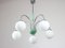 Lustre Mid-Century en Chrome et Opaline, Italie 1