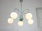 Lustre Mid-Century en Chrome et Opaline, Italie 2