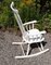 Rocking Chair Vintage avec Haut Dossier en Hêtre Peint en Blanc, 1970s 4