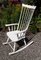 Vintage Rocking Chair with High Back in White Painted Beech, 1970s 1