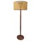 Wood Floor Lamp with Vienna Straw Lampshade, Italy, 1950s, Image 1