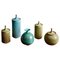 Ceramic Vessels with Lid and Vase in Green by Tom McMillin, USA, 1960s, Set of 5 1