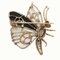 Gold Butterfly Brooch with White Stones, Black Agate & Diamond 2