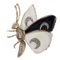 Gold Butterfly Brooch with White Stones, Black Agate & Diamond 1