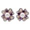 White Pearls,diamonds, Amethysts, 14 Kt White and Rose Gold Earrings, Set of 2, Image 1