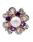 Perle bianche, diamanti, ametiste, orecchini in oro bianco e rosa 14 Kt, set di 2, Immagine 4