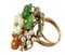 Diamonds Carnelian Agate White Stones Emerald Rose Gold and Silver Ring 2