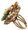 Diamonds Carnelian Agate White Stones Emerald Rose Gold and Silver Ring 4