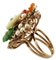 Diamonds Carnelian Agate White Stones Emerald Rose Gold and Silver Ring, Image 4