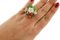 Diamonds Carnelian Agate White Stones Emerald Rose Gold and Silver Ring, Image 6