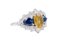 Blue and Yellow Sapphires, Diamonds, 14 Karat White Gold Retrò Ring, Image 2