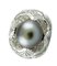 Cluster-Ring aus 14 Karat Weißgold mit grauer Perle, Diamanten 3