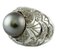 Grey Pearl, Diamonds, 14 Karat White Gold Cluster Ring, Image 2