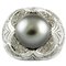 Anello a grappolo in oro bianco 14 carati, perla grigia, diamanti, Immagine 1