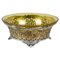 20th Century Art Nouveau Silver Basket with Amber Colored Glass Bowl, 1900s, Image 1
