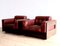 Cubic Seating Group in Red Leather, Finland, 1970s, Set of 3 2