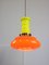 Mid-Century Eclectic Neon Glass and Brass Pendant Lamp, Image 12