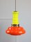 Mid-Century Eclectic Neon Glass and Brass Pendant Lamp, Image 1