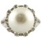 14 Kt White Gold Ring with Diamonds and South-Sea Pearl 1