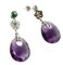 White Gold Drop Earrings with Amethysts and Emeralds, Set of 2 3