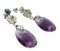 White Gold Drop Earrings with Amethysts and Emeralds, Set of 2 4